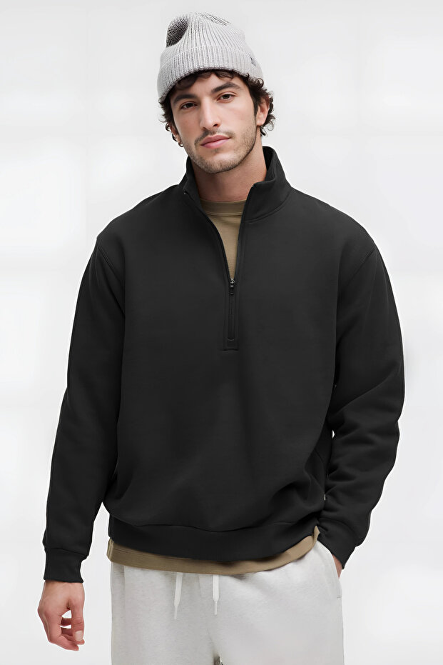 سترة رجالية أساسية بنصف سحاب - 1