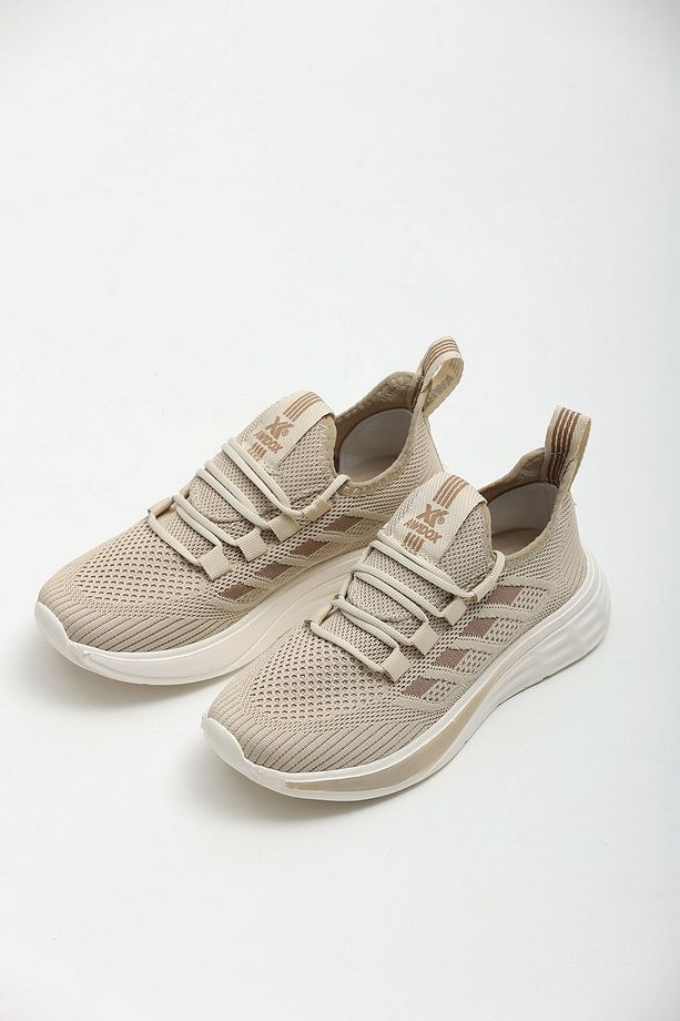 Rahat, Hafif, Ortopedik, Yazlık, Bağcıksız, Fileli Sneaker Bej  Ayakkabı - 3