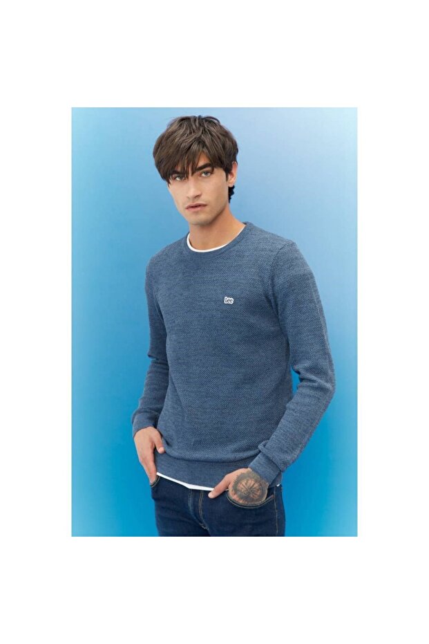 Мъжки син пуловер - 4