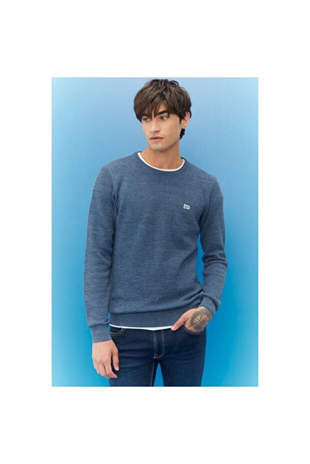 Мъжки син пуловер - 2