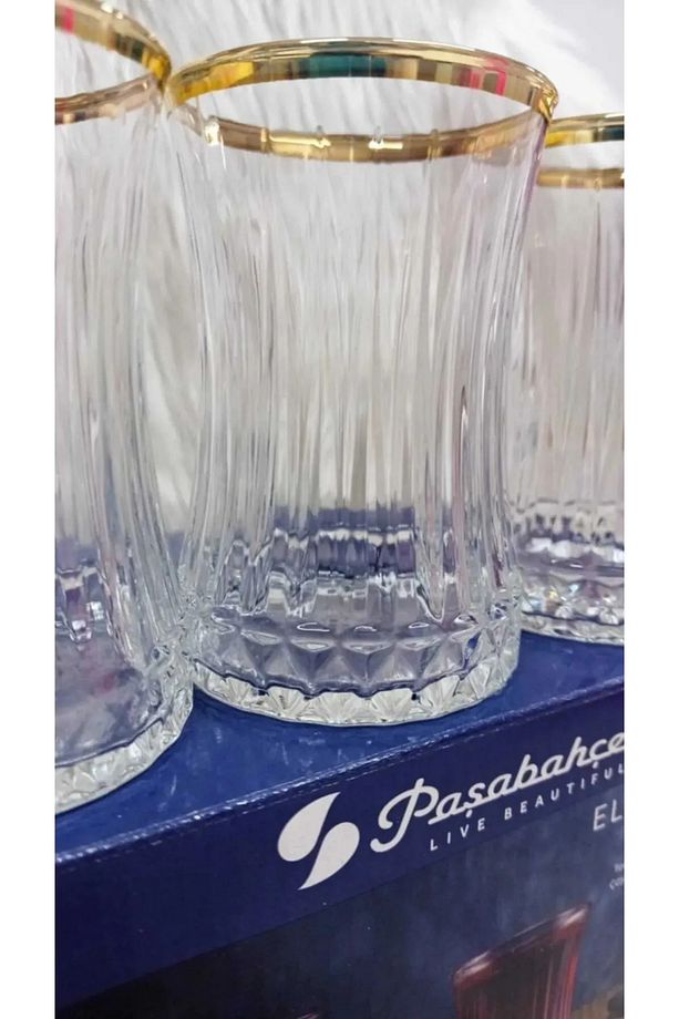 Paşabahçe 42901 Elysia Model 12 Parça Altın Yaldızlı Çay Seti - 170cc - 7
