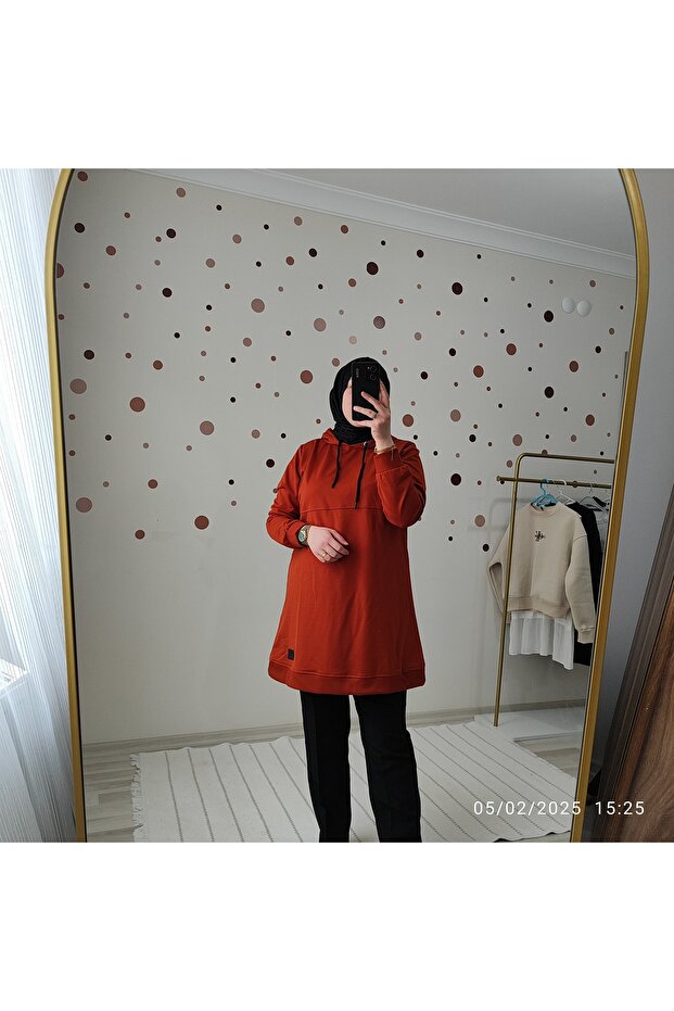 Kapüşonlu Oversize Tesettür Tunik - 1