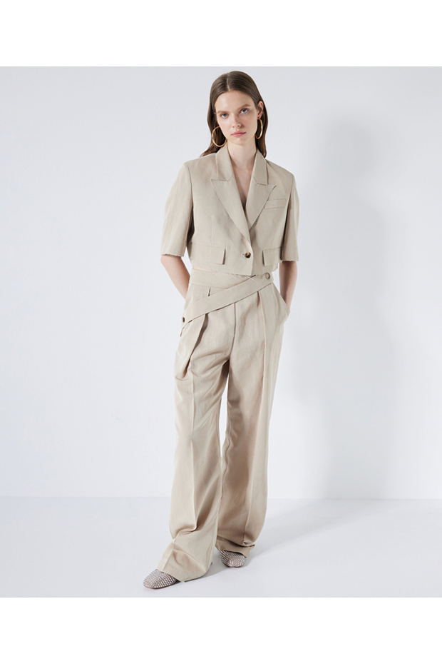 سترة قصيرة من مزيج الكتان - 2