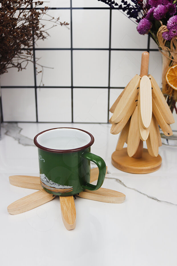 Bamboo Trivet Set of 4 - Practical Folding, Wooden Coasters - 1