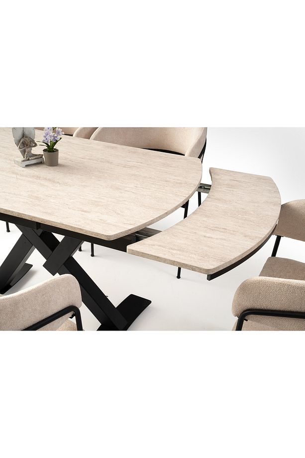 Still Marmo Highgloss Açılır 130X80 Masa 4 Kişilik Babyface Krom Ayak Neşe Sandalye Masa Takımı - 3