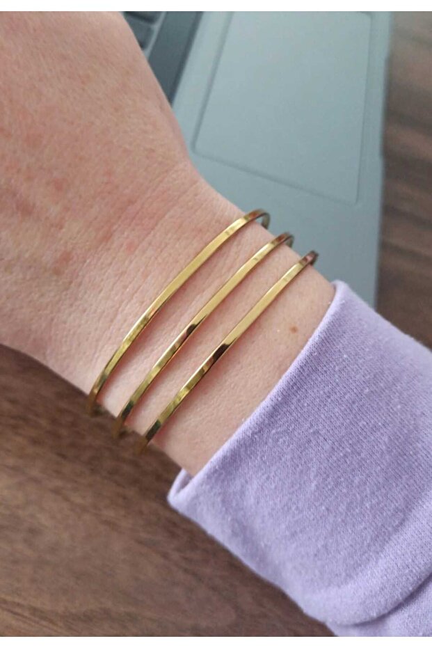 Steel Gold Ray Bracelet 3 Pieces