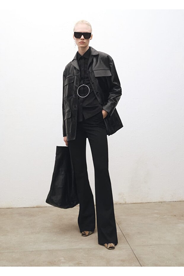 Yırtmaçlı flare pantolon - 2