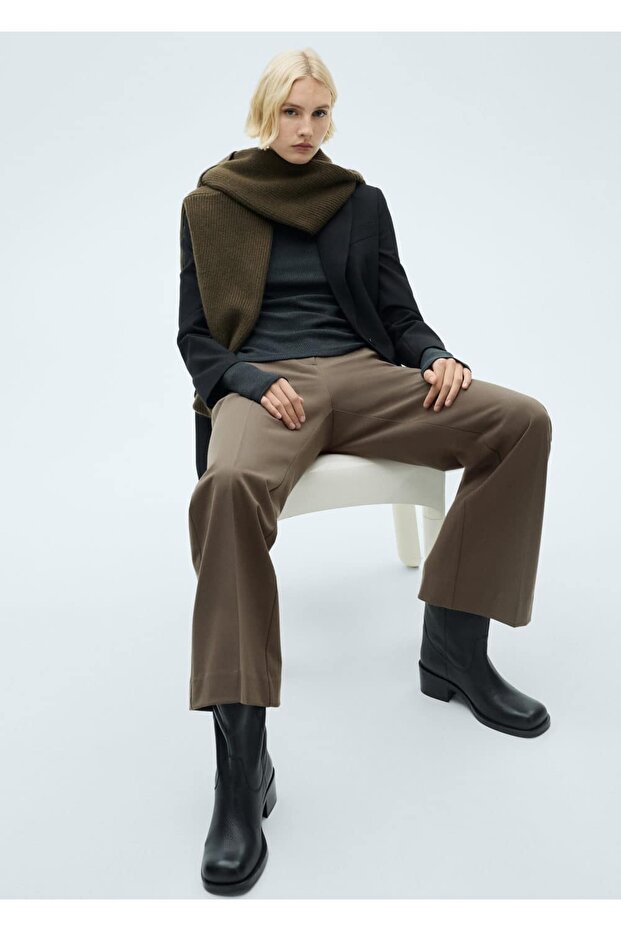 Orta belli wideleg pantolon - 6