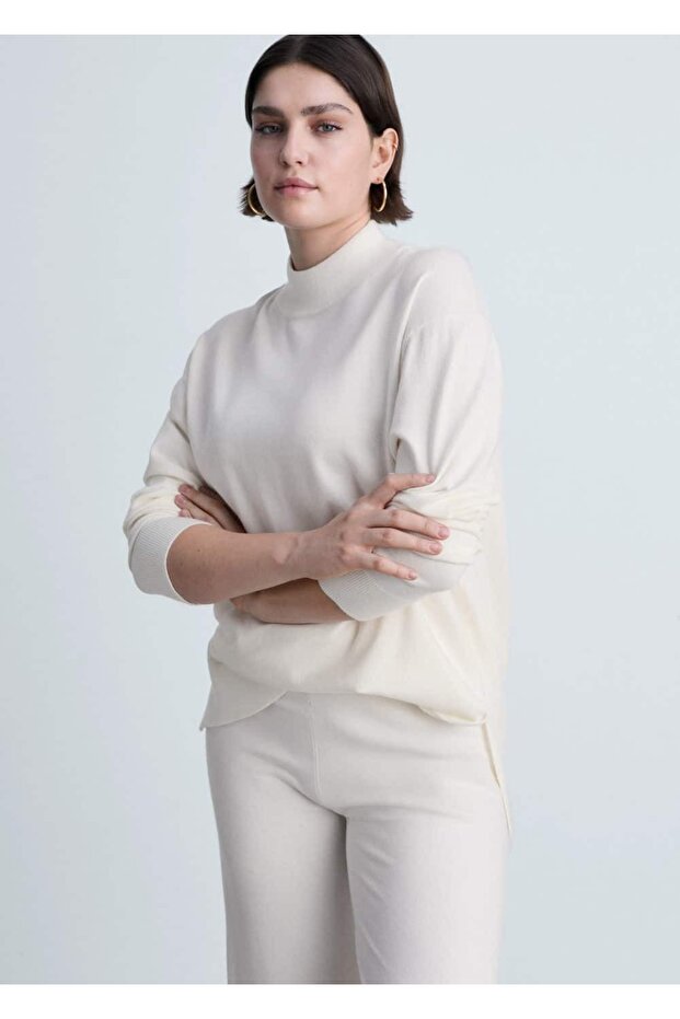 Dünne gestrickte Hose mit weitem Bein - 8