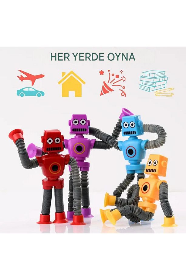 Esnek Robot Oyuncak - Bükülebilir, Vakumlu Kollar ve Bacaklar ile Eğlenceli Yaratıcı Figür - 8