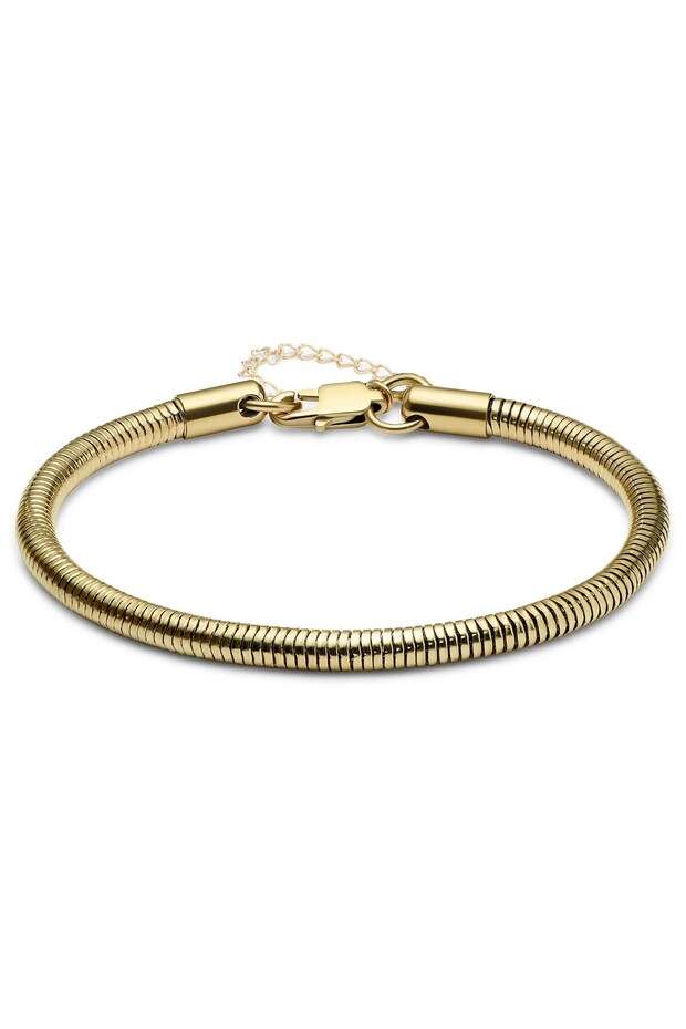 Gold Color Unisex Snake Chain (4 mm) Steel Bracelet