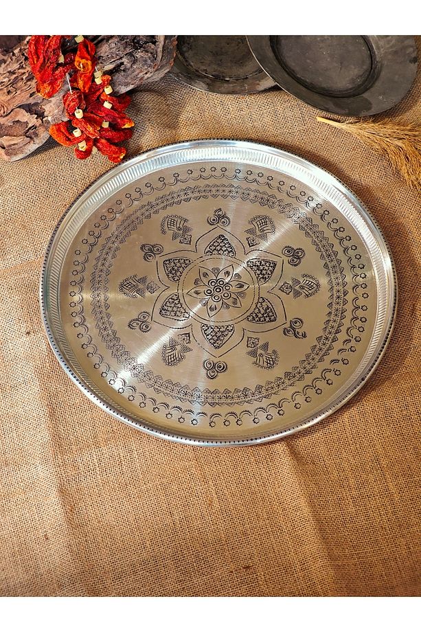 Bakır Nakışlı Tepsi 45 cm - 1