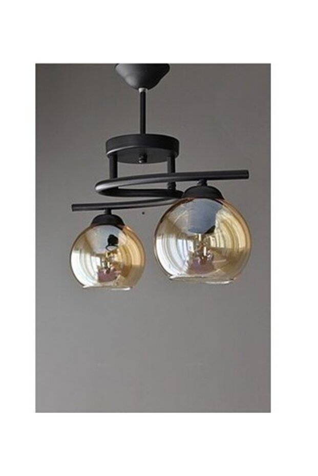 S Profil Siyah 2li Avize (Bal Cam) - 1