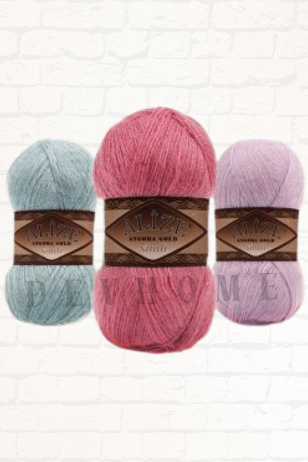 Alize Angora Gold Simli El Örgü İpi İpliği Yünü Simli Yeleklik İp 4 Adet - 3