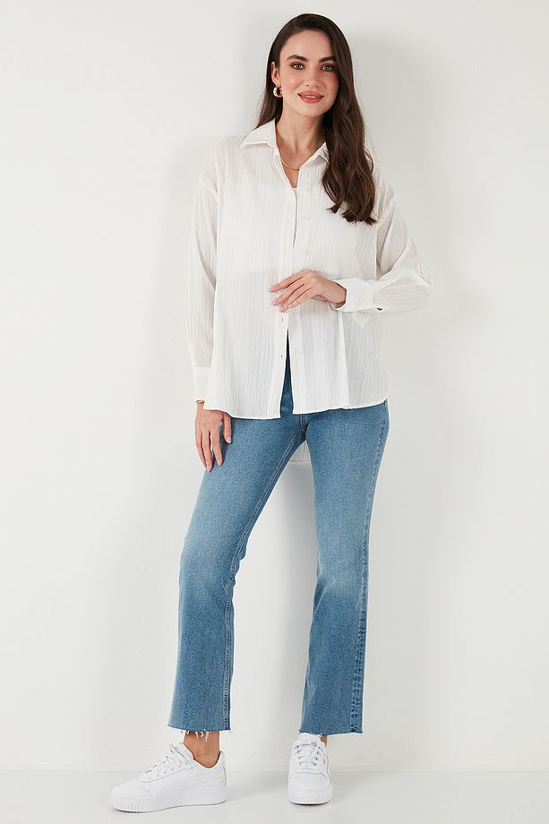 Regular Fit Uzun Kollu Dokulu Gömlek GÖMLEK 6772799 - 4