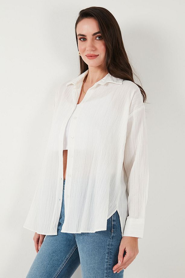Regular Fit Uzun Kollu Dokulu Gömlek GÖMLEK 6772799 - 6