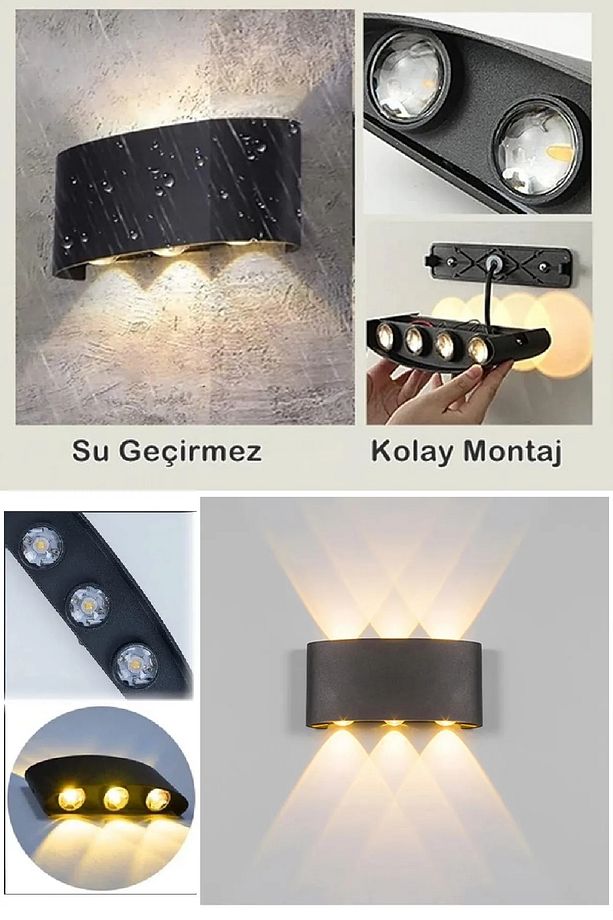 Modern Çift Yönlü LED Duvar Lambası Oturma Odası Yatak Odası Lambası Merdiven Koridor Lambası Aplik - 7