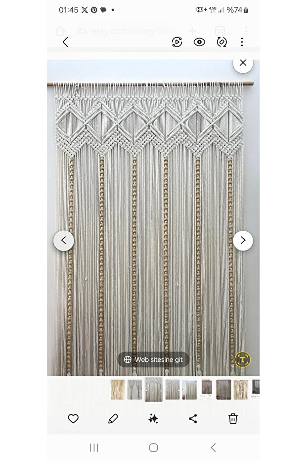 100×200 boncuklu makrome perde kapı perdesi - 1