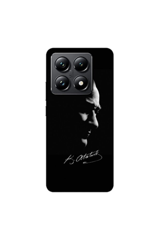 Xiaomi Mi 14t Pro Compatible Case Mustafa Kemal Atatürk Black Silicone Case (Printed)