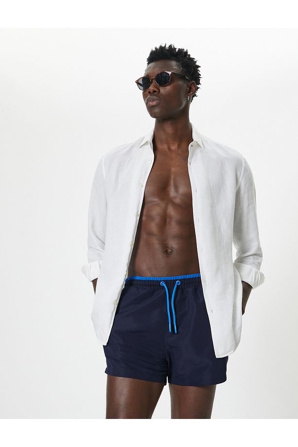 Deniz Şortu Mini Oversize Beli Bağcıklı - 1