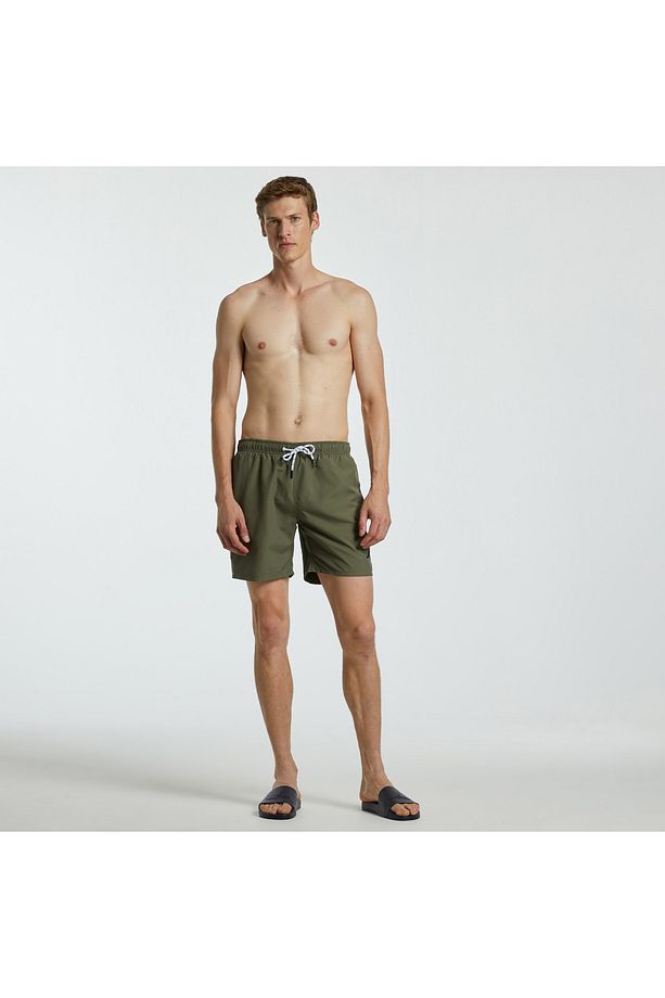 Erkek Haki Regular Fit Deniz Şortu - 1