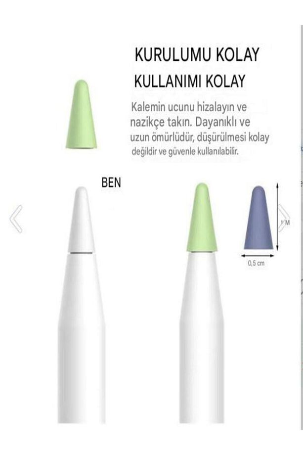 Apple Pencil 1.Nesil, 2.Nesil, Usb-c  ve Pro Ile Uyumlu Kalem Ucu Koruyucu Silikon Kılıf 12 Adet - 5