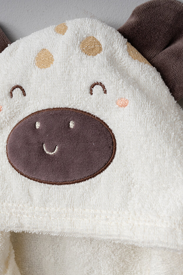 طقم رداء حمام للأطفال مزين بنقشة البقرة اللطيفة - 2