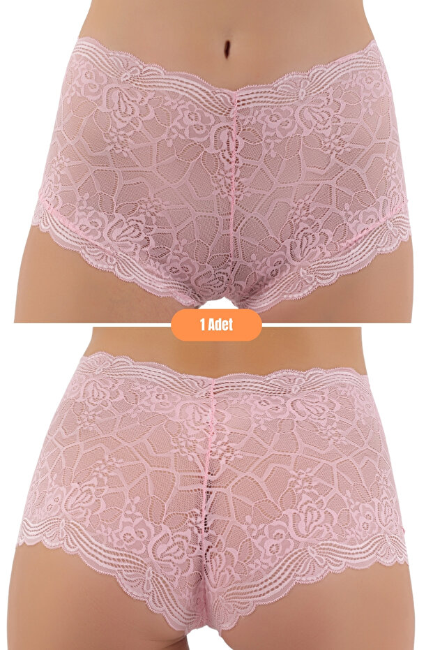 Kadın Transparan 3'lü Dantelli Tanga Şort Külot - 2