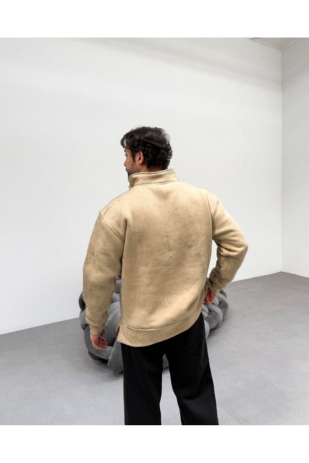 Yırtmaçlı Yarı Fermuarlı Sweatshirt PLZ - 4