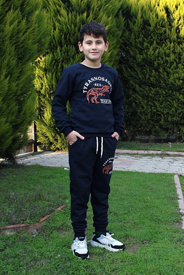 Fyk Kids Trex Printed Boy's Bottom-Top Tracksuit Set