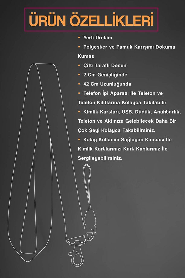 Kedi Desenli Boyun İpi Boyun Askı İpi Boyun Askısı ve Kartlık - ASS0343-1 - 4