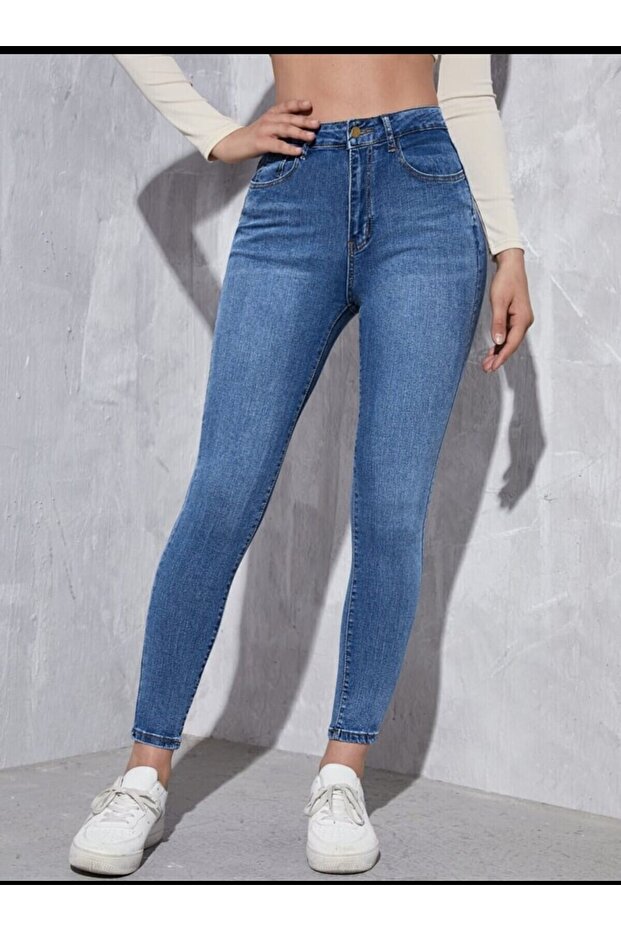 2003 Women's Lycra Skinny Slim Fit Jeans Jeans Denim Trousers - Light Blue