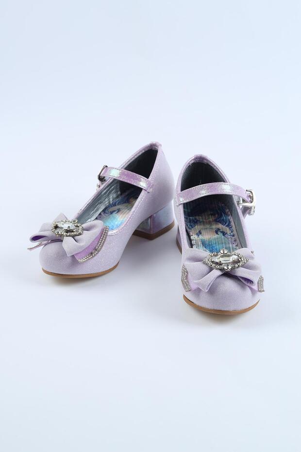 Girl's Orthopedic Bow and Stone Detailed Ballerinas Girl's Wedding Ballerinas Daily Ballerinas Lilac Ballerinas
