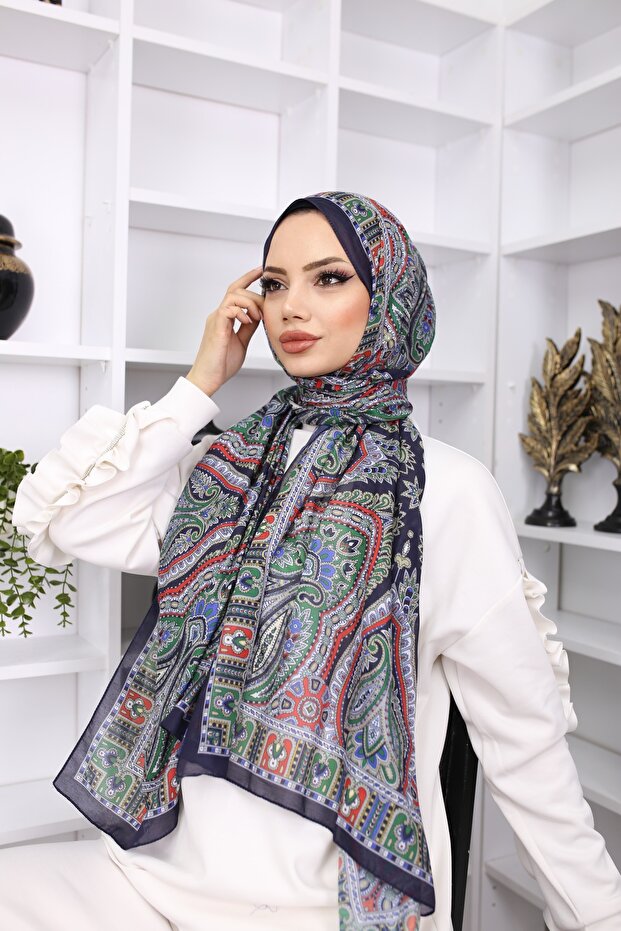 شال قطني بنمط ريترو من الحرير الناعم - 1