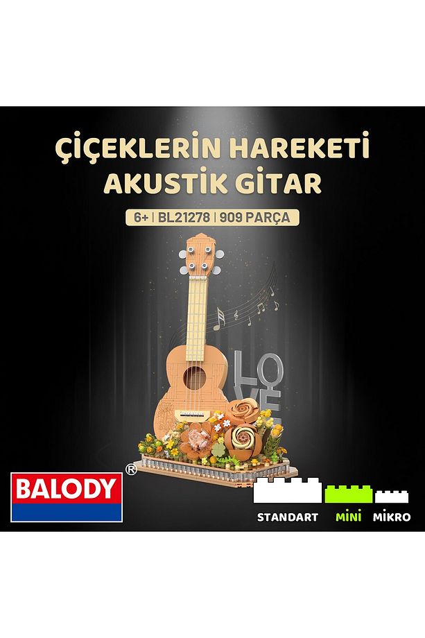 Çiçeklerin Hareketi – Akustik Gitar (BL21278) – Mini Blok Yapı Oyuncakları Seti - 7