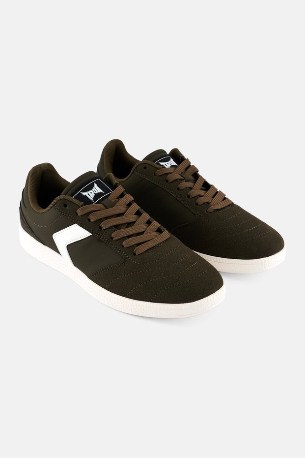 Men Brand Logo Lace Up Outdoor Shoes, Dark Olive