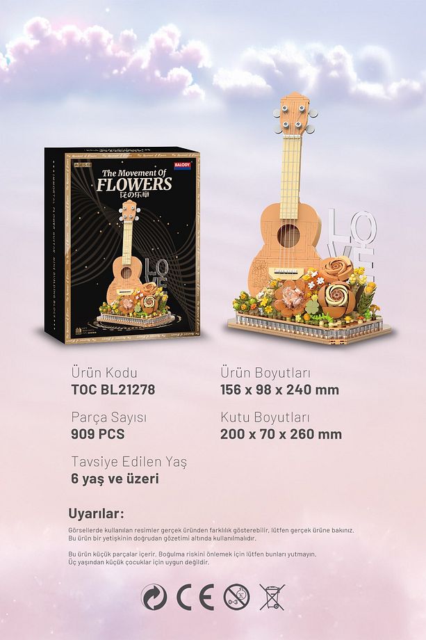 Çiçeklerin Hareketi – Akustik Gitar (BL21278) – Mini Blok Yapı Oyuncakları Seti - 4