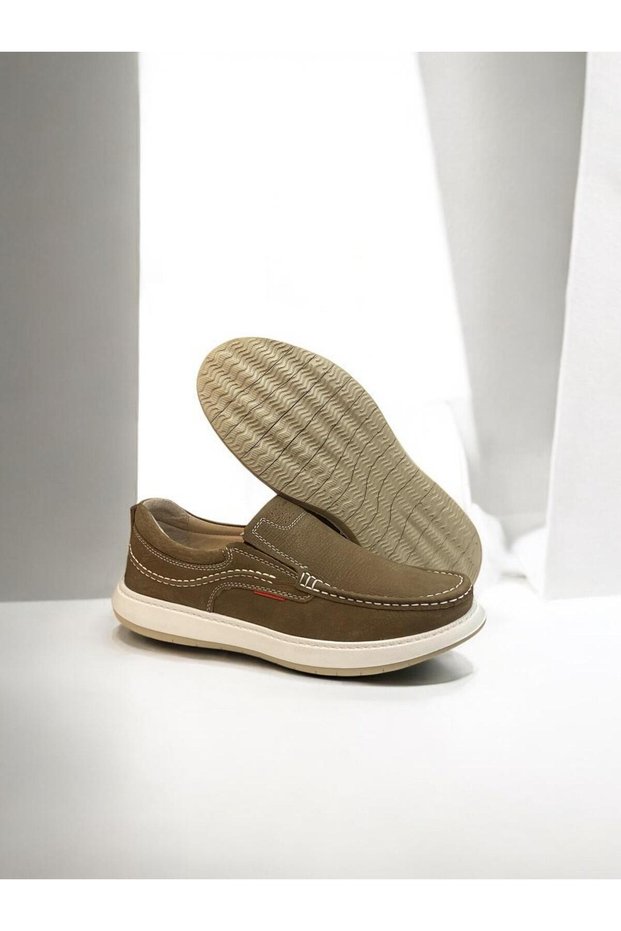 Men's Genuine Leather Eva Sole Lace-Free Light and Orthopedic Casual Shoes