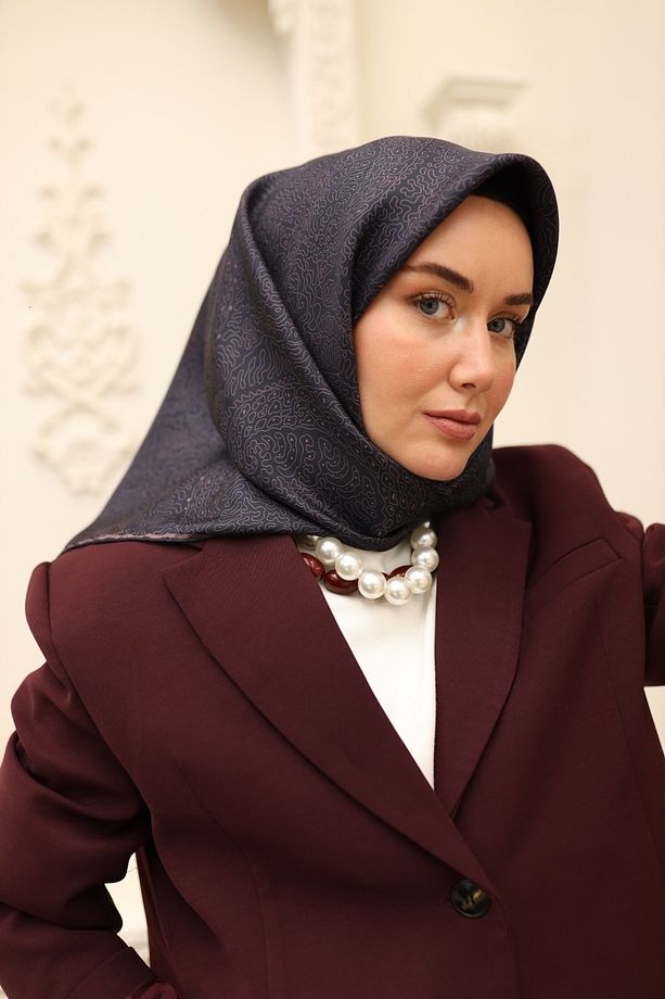 Sarmaşık Desen Twill İpek Eşarp - 1