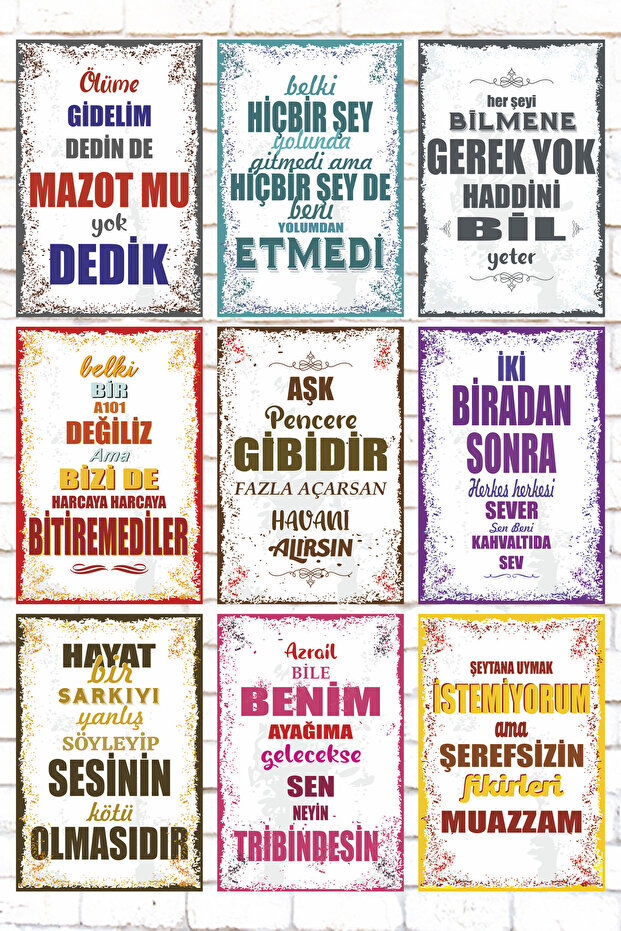 9 Piece Mixed Written Wooden Table Set Funny Humorous Sayings