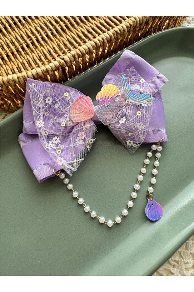 Purple Big Bow Fishtail Collet Buckle