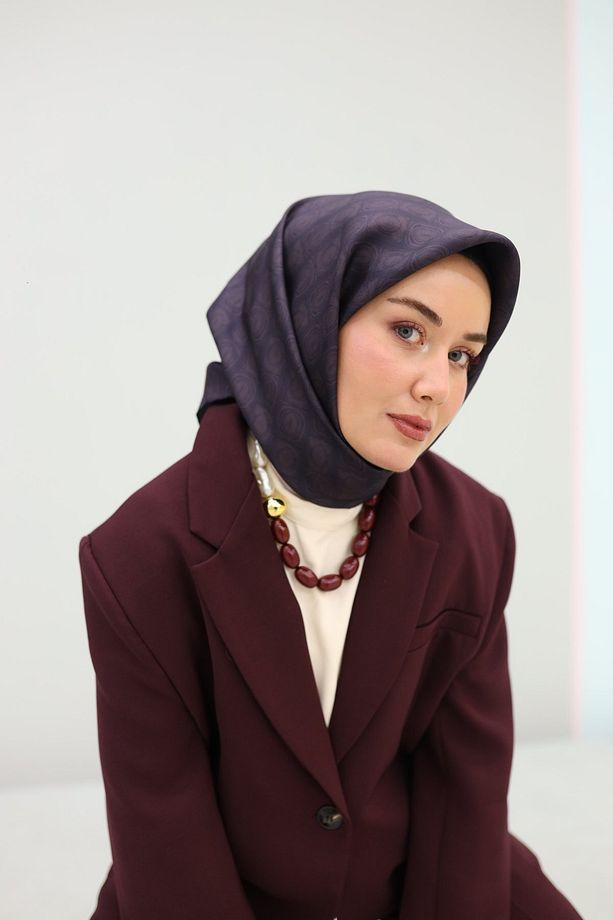 Gözenek Desen Twill İpek Eşarp - 4