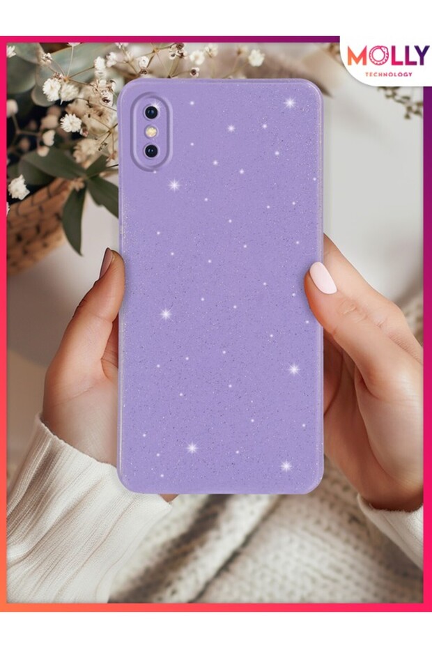 Lilac Berry Glitter Glossy Silicone Case For iPhone XS