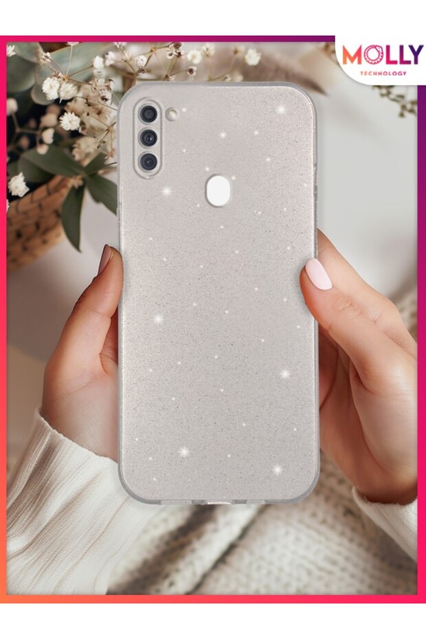 Silver Berry Glitter Shiny Silicone Case for Samsung Galaxy A11