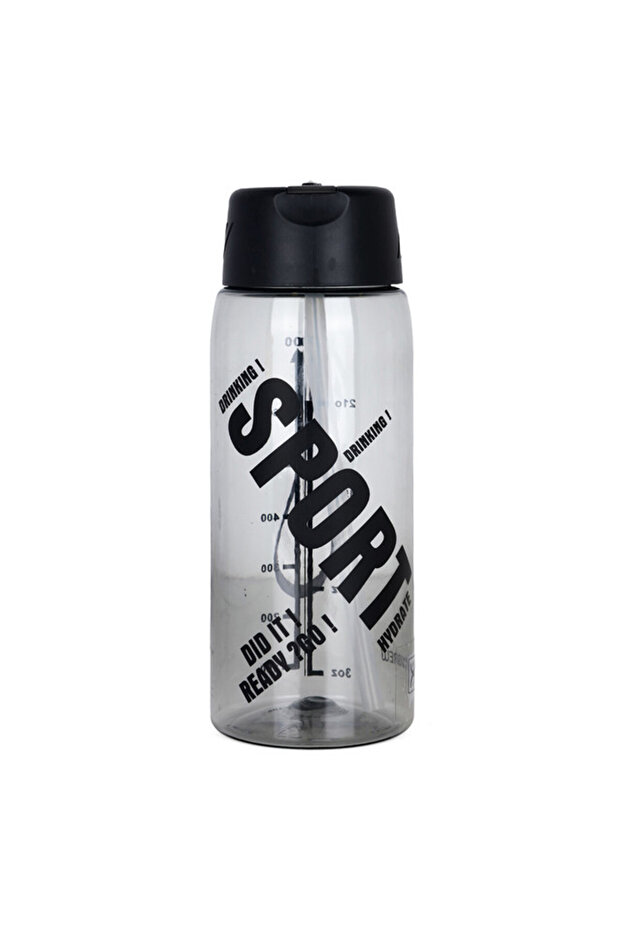 Water Bottle 800ml with Grab String - Black - 1