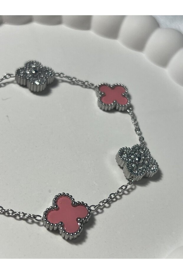 PEMBE TAŞLI YONCA BİLEKLİK - 1