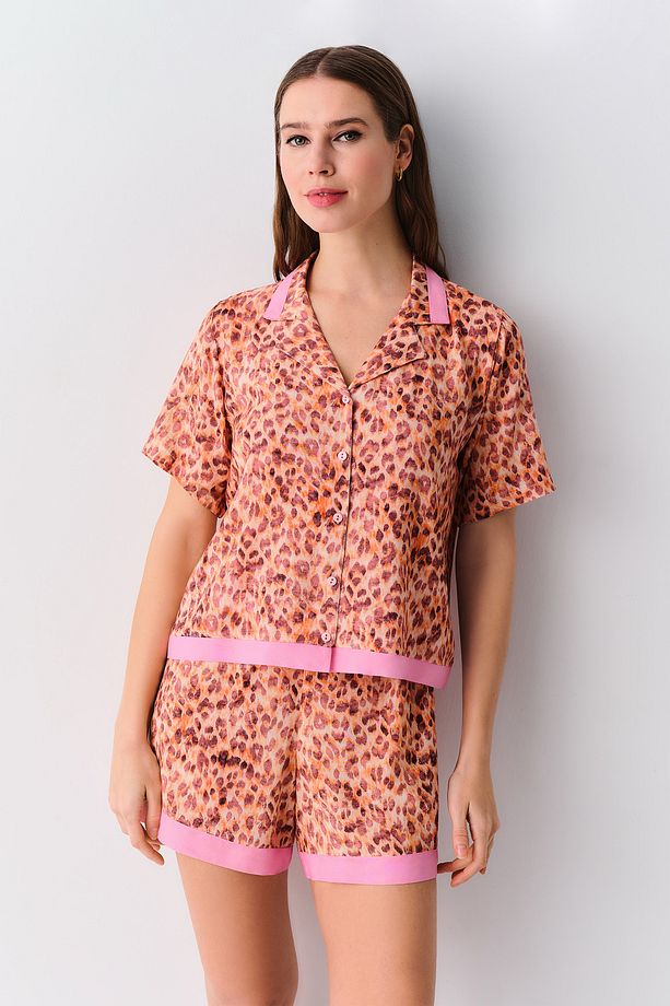 Leopard Maskülen Şort Pijama Takımı - 1