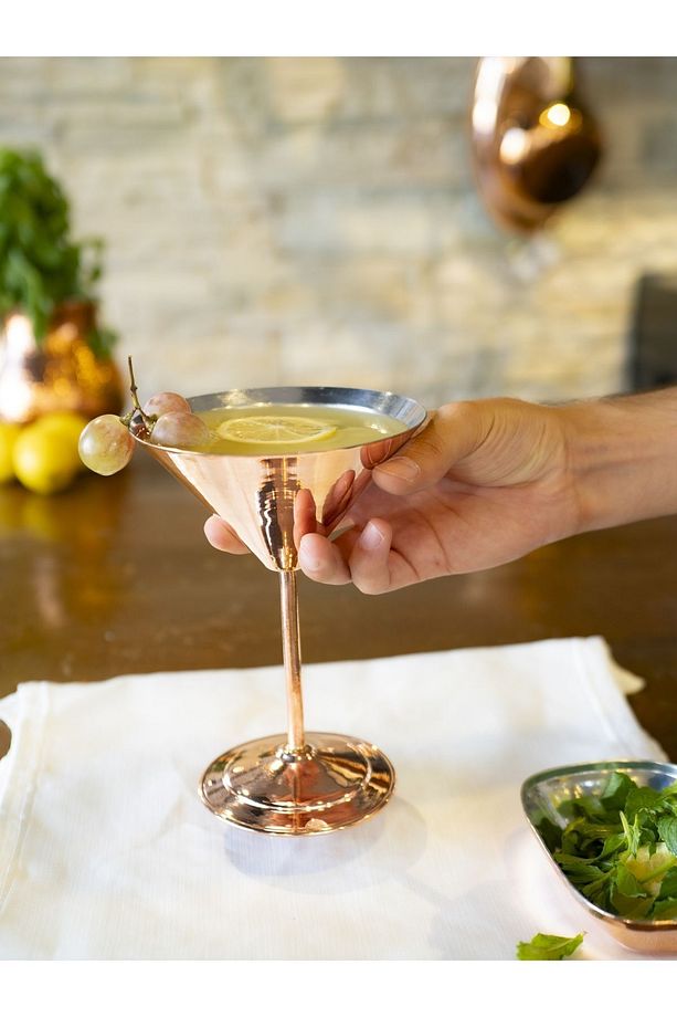 Bakır Kadeh Martini Model Düz Parlak Bakır Renk - 3