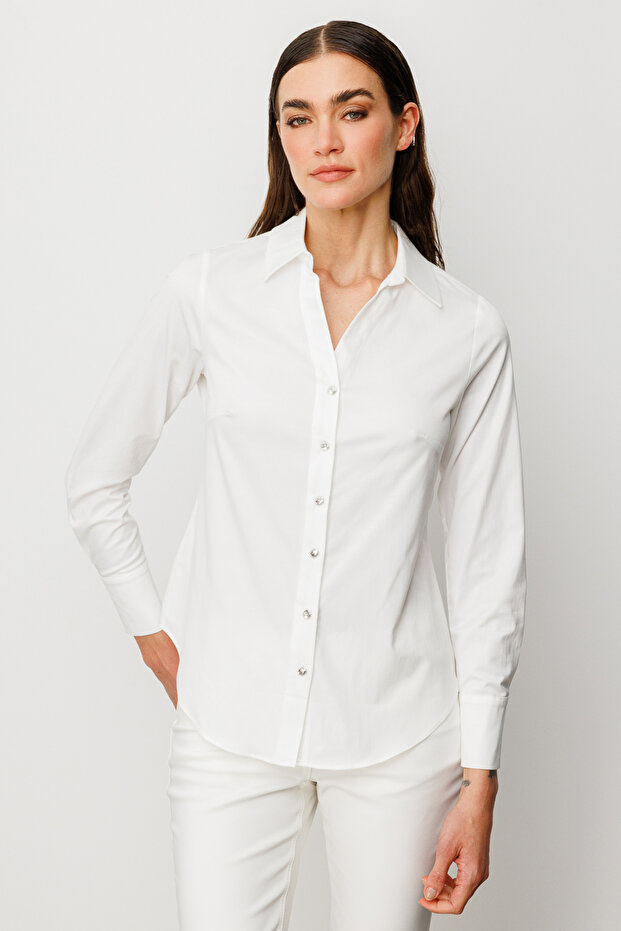 Düğmeli Poplin Gömlek - 2