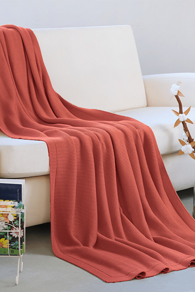 Alina 100% Organic Cotton Breathable Cover, Mesh Sofa Shawl, Tv Blanket